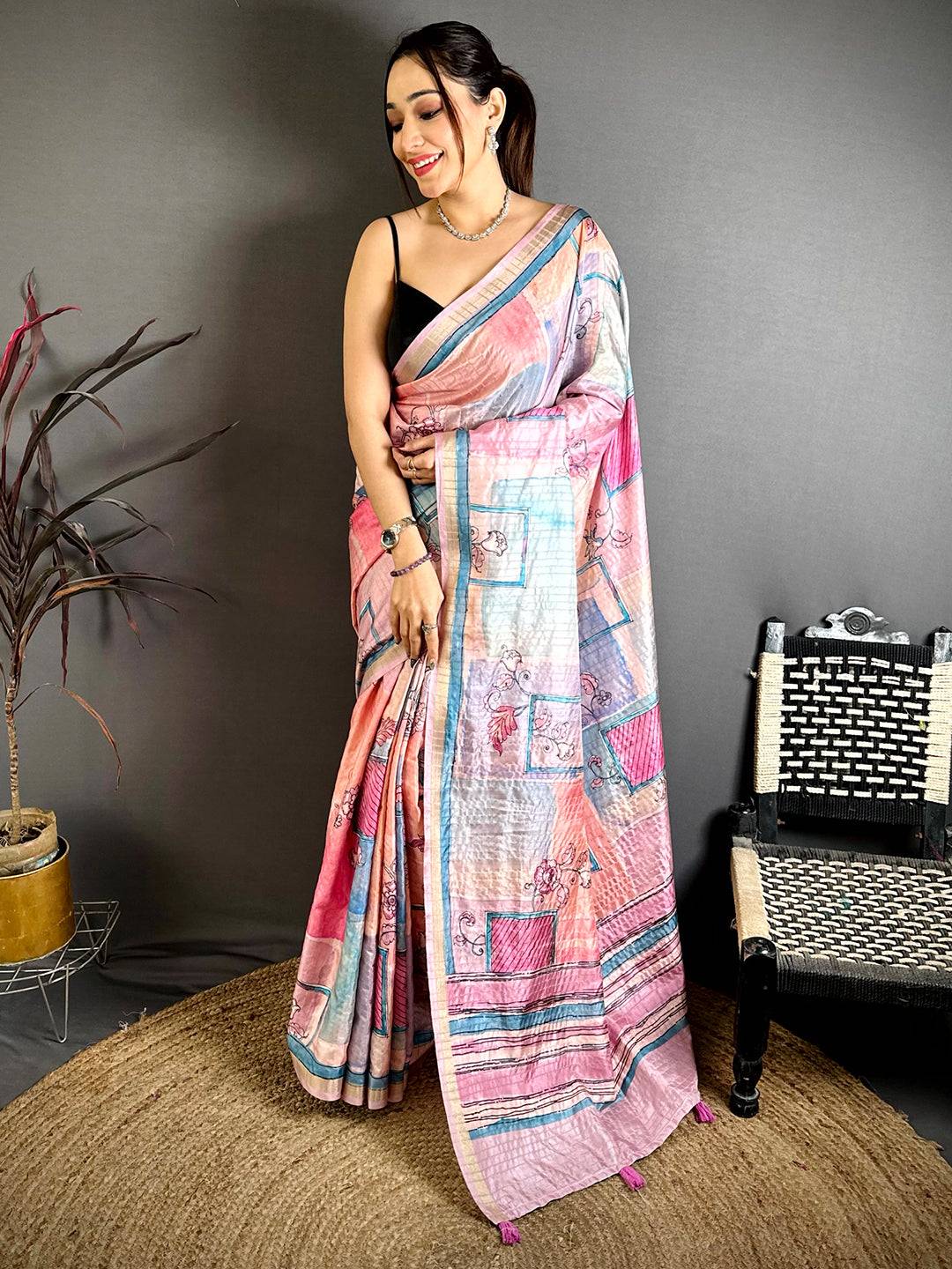 Regal Ghicha Weave Kalamkari Saree