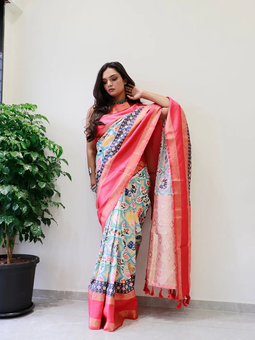 Elegant Pochampally print saree with Gadwal border