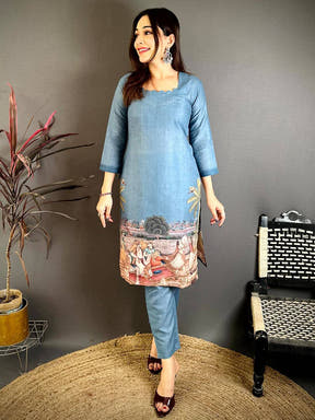 Regal Mughal Print Square Neck Kurti