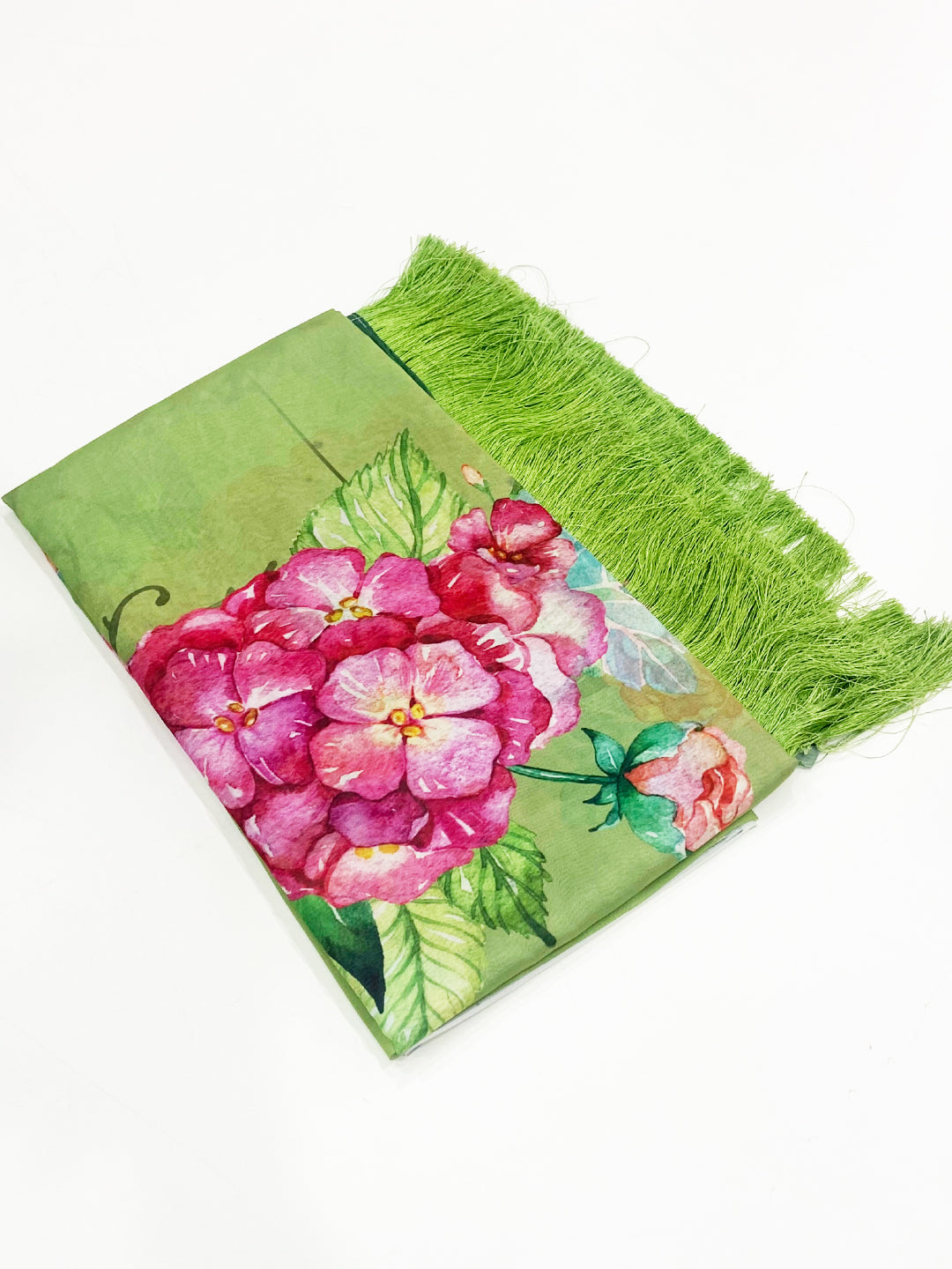 Elegant Flora Green Tebi Silk Saree