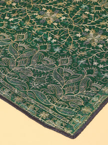 Stylish dark green poly chiffon pashmina dupatta with threadwork