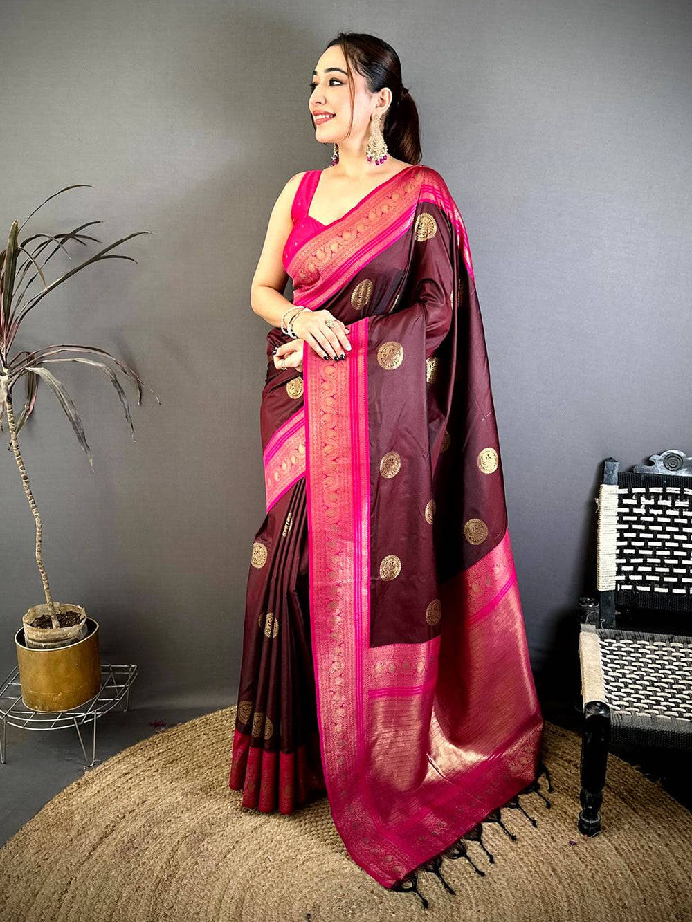 Elegant Peacock Motif Soft Silk Saree