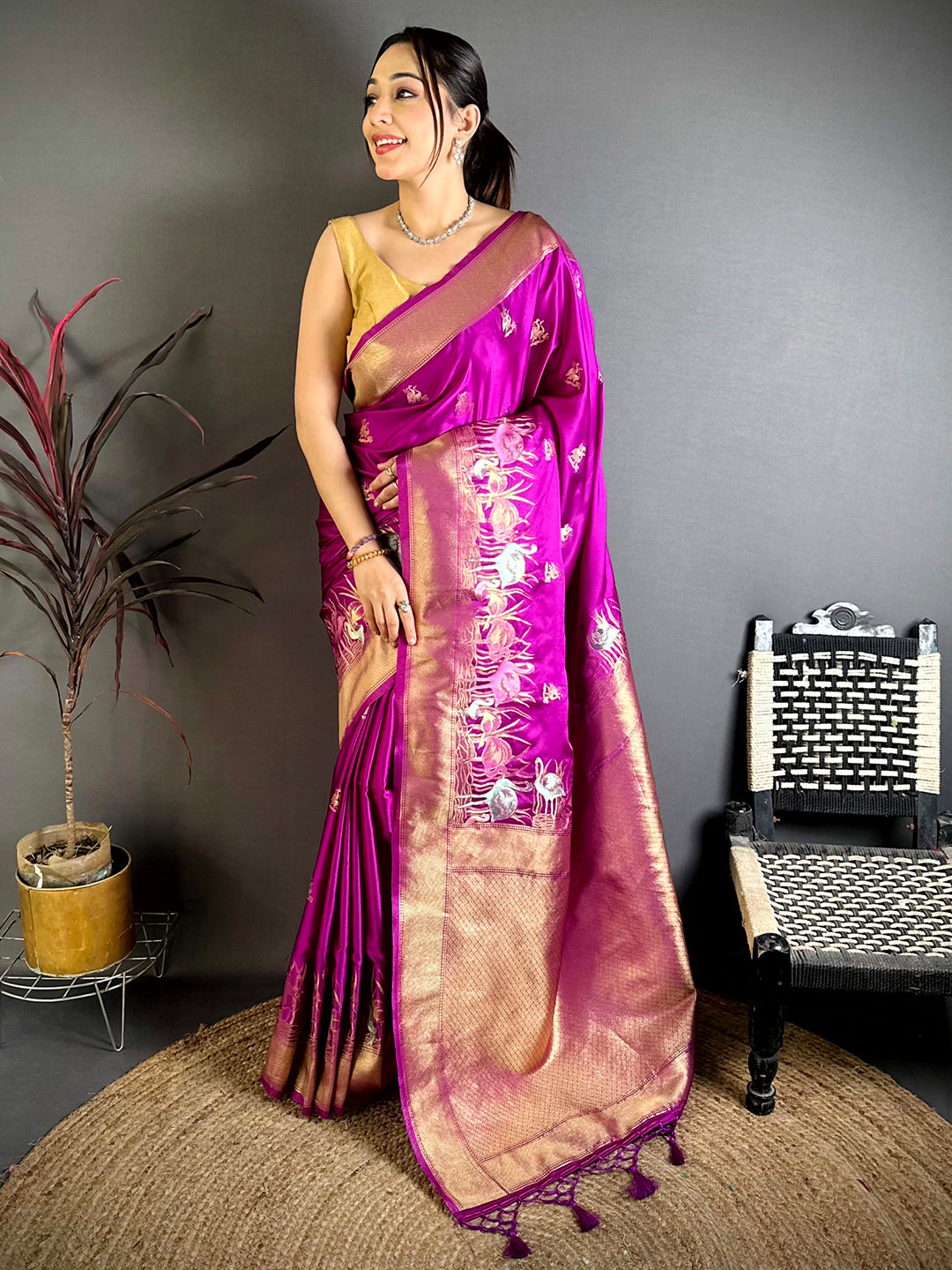 Regal Minakari Satin Silk Saree