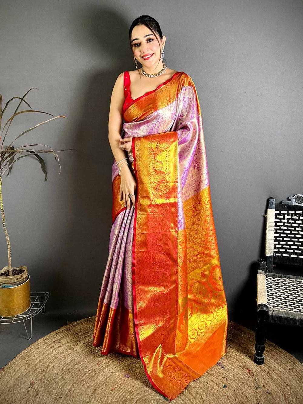 Stylish Dharmavaram Zari Woven Pattu Saree