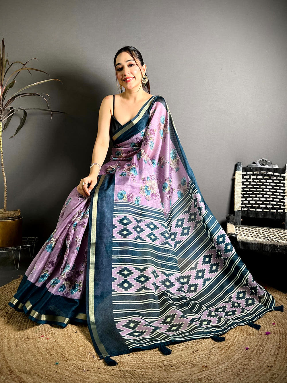Radiant Kota Doriya Printed Floral Saree