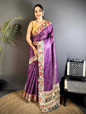 Graceful Pen Kalamkari Shibori Cutwork Saree

