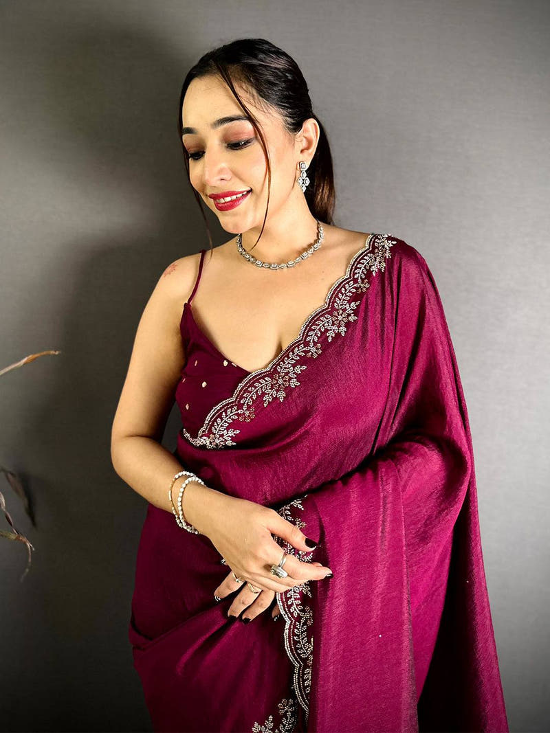 Radiant Diamond Zarkhond Chiffon Silk Saree
