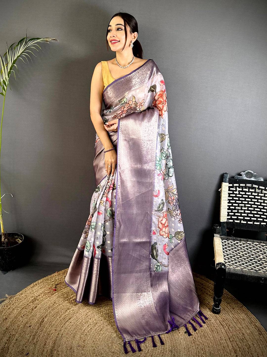 Heritage Kota Doriya Kalamkari Printed Saree


