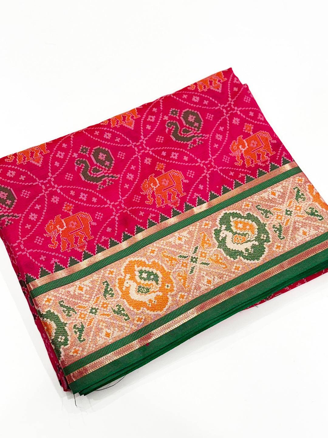 Elegant Pink Pochampally Patola Silk Saree