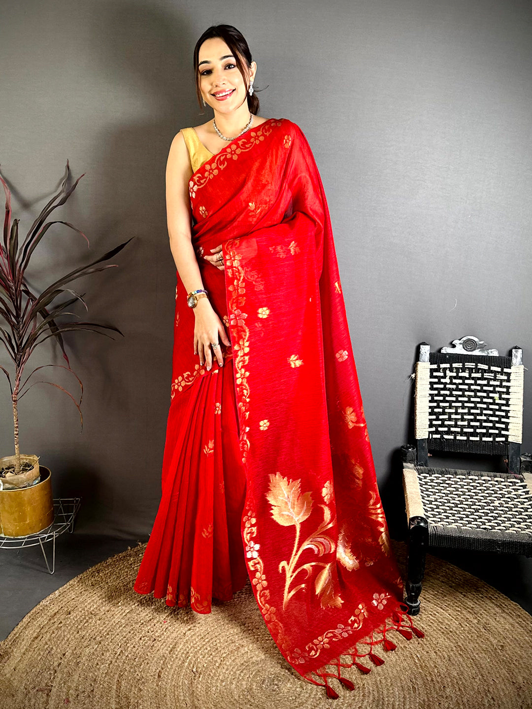 Red Sona Chandi Khadi Ghicha Saree