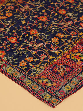 Close-up of intricate embroidery on pashmina dupatta