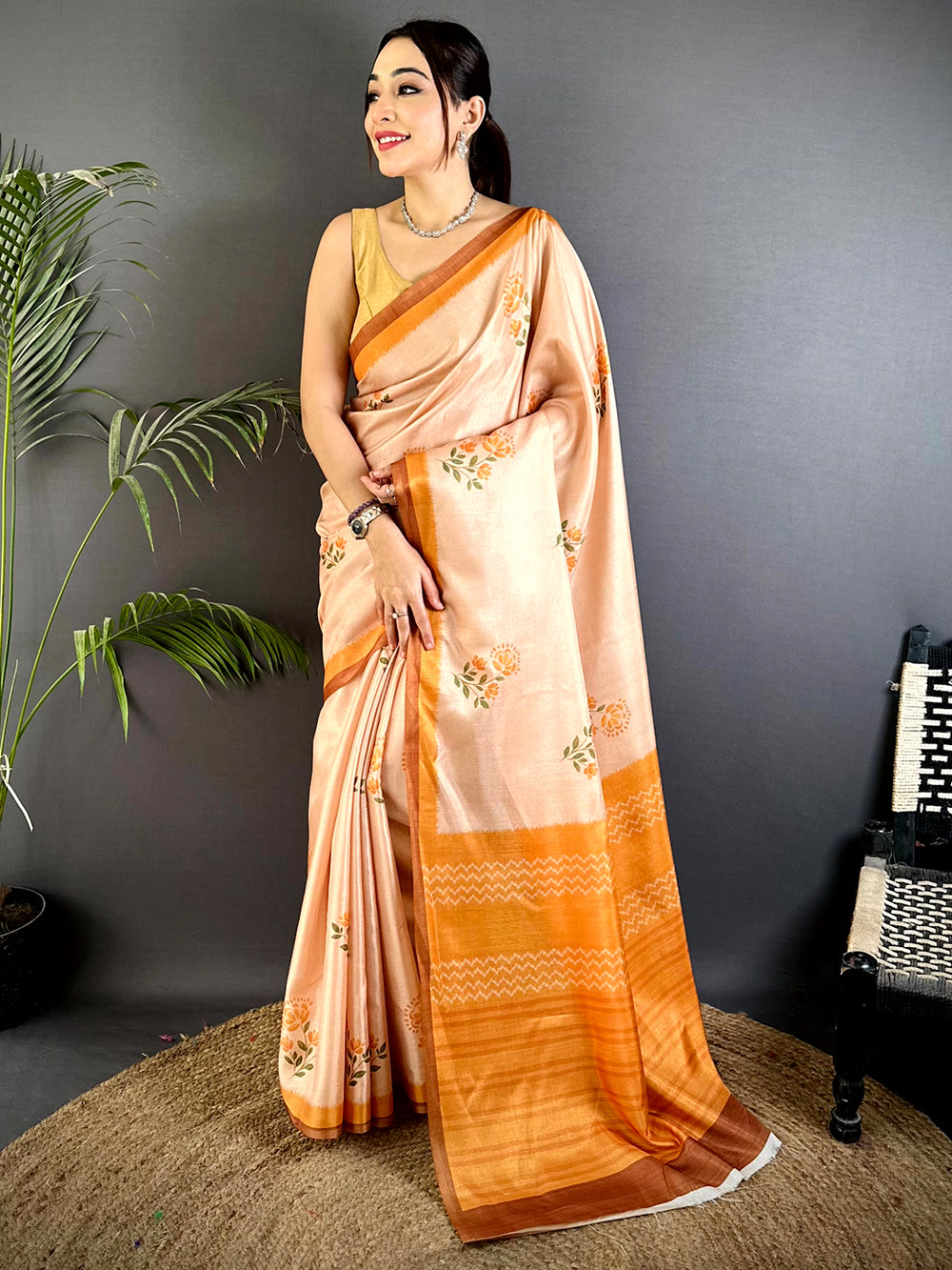 Artistic Soft Tussar Digital Print Saree
