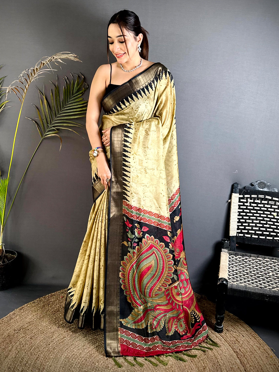 Regal Kalamkari Dola Silk Saree