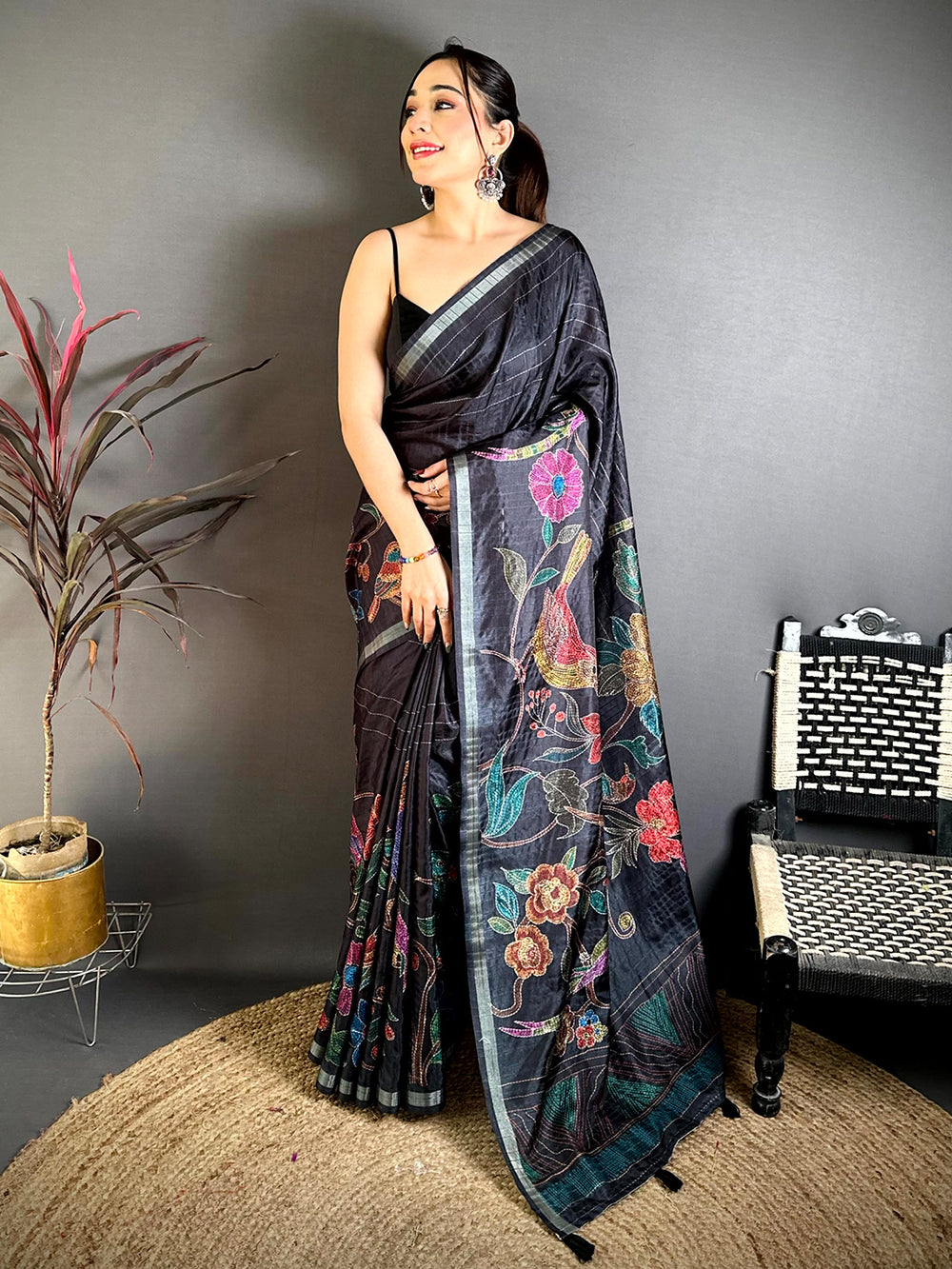 Opulent Tussar Ghicha Katha Art Saree