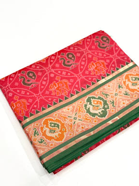 Elegant Gajri Pochampally Patola Silk Saree