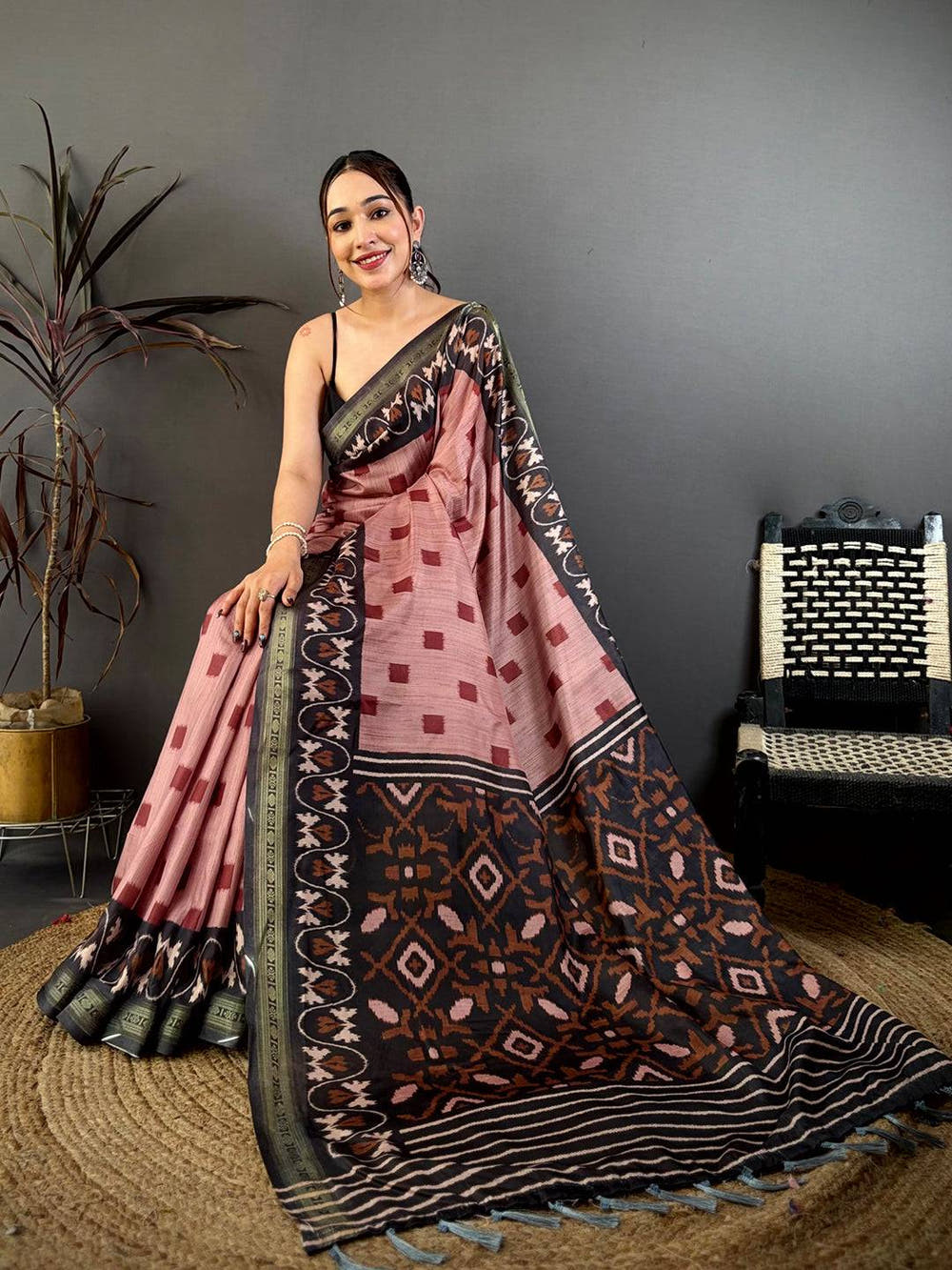 Classic Rudraksh Border Ikkat Print Saree