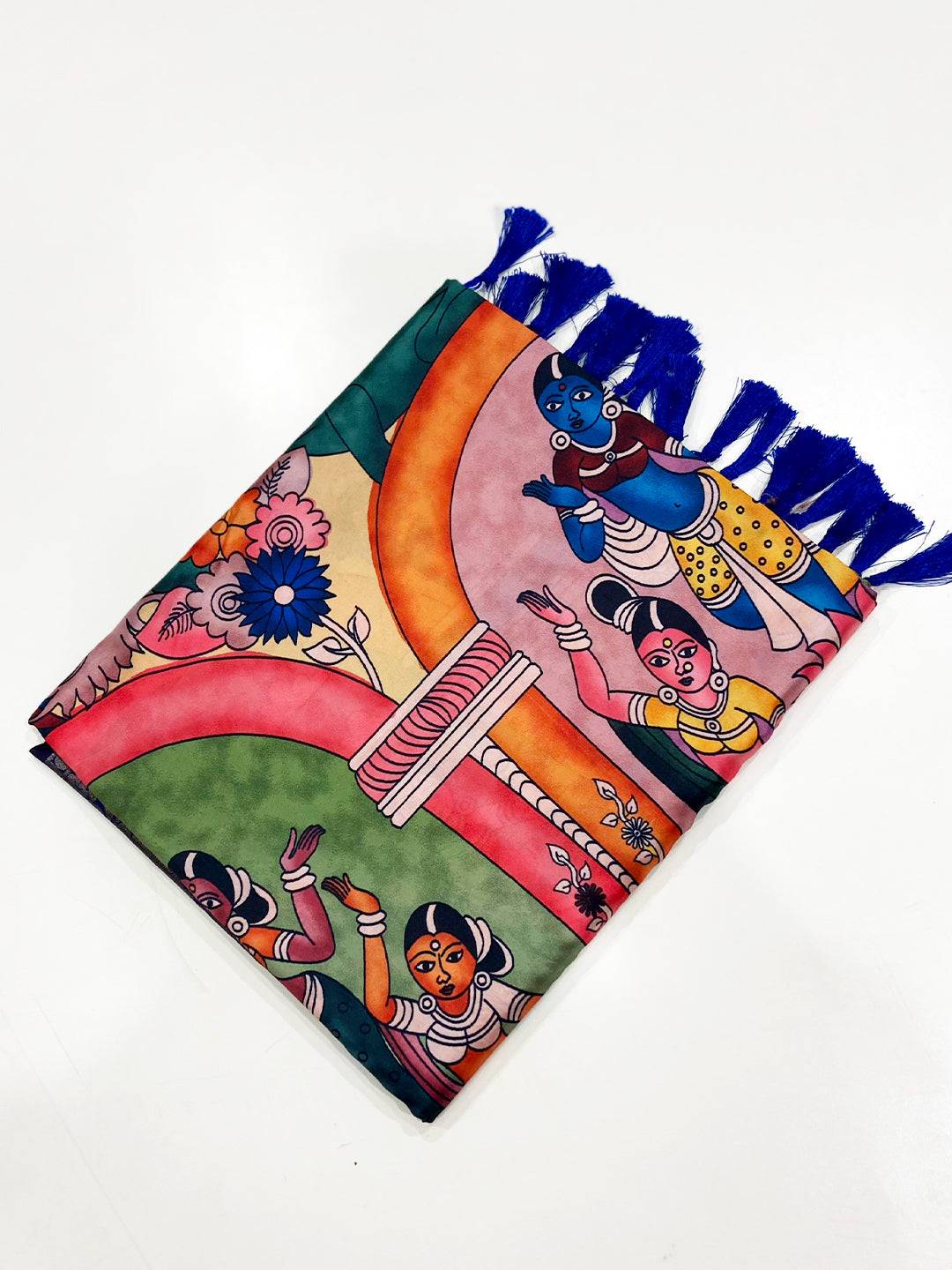 Vibrant Banarasi Silk Kalamkari Pattern Saree