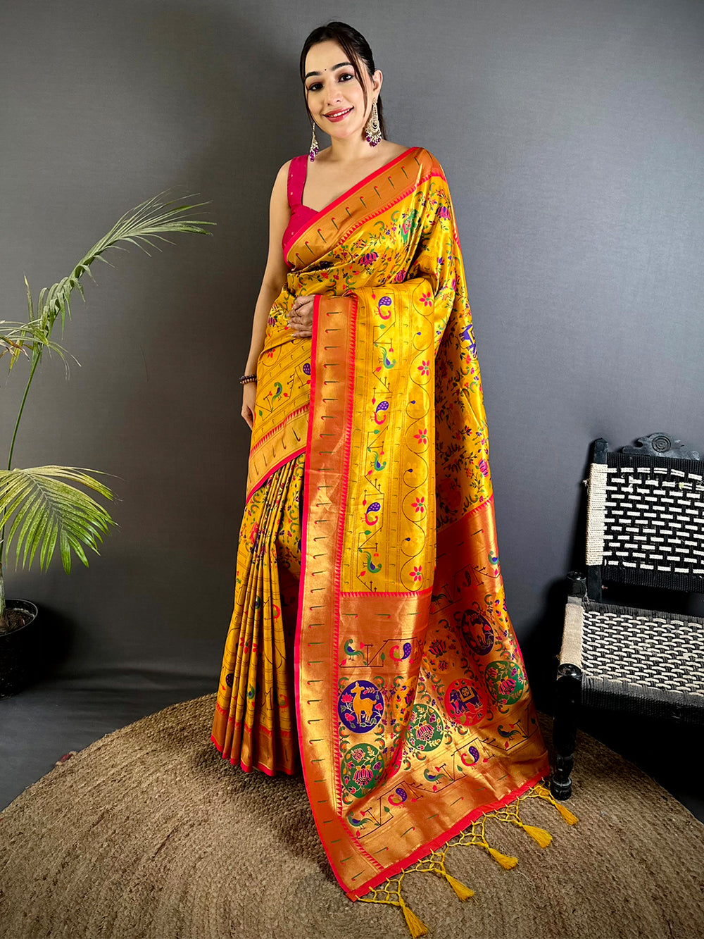 Yellow Patola Motif Soft Silk Saree


