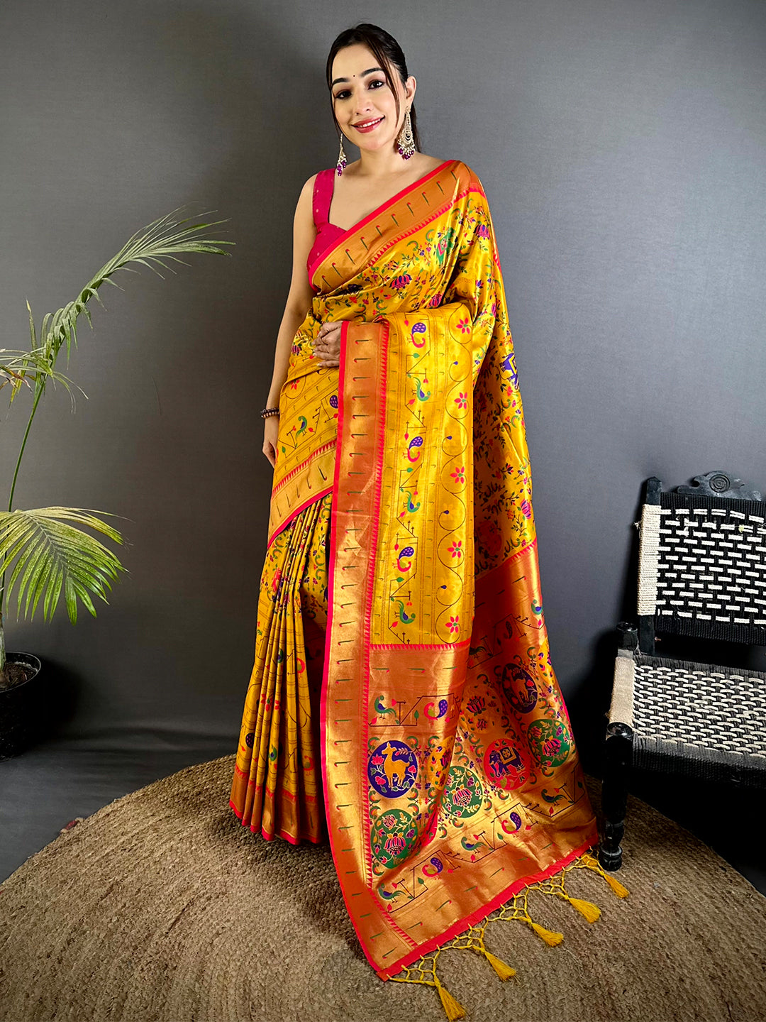 Yellow Patola Motif Soft Silk Saree


