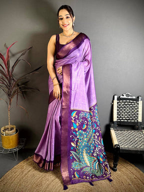 Purple Kalamkari Pallu Dola Saree


