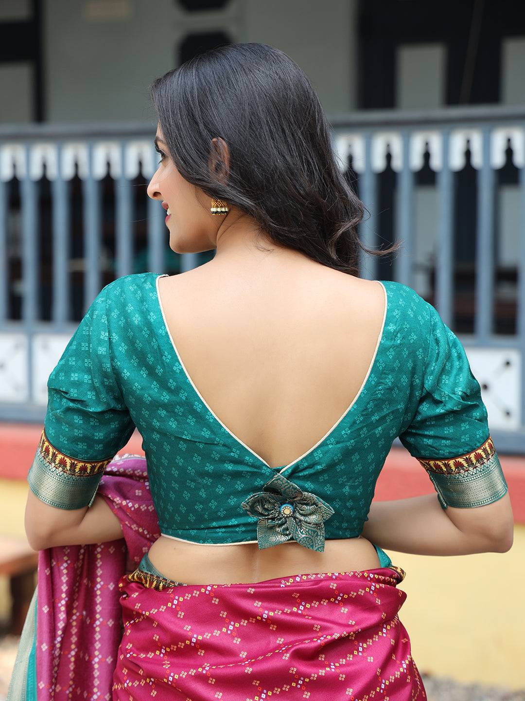 Rani Pure Viscose Dola Silk Saree with Bhandhej Print