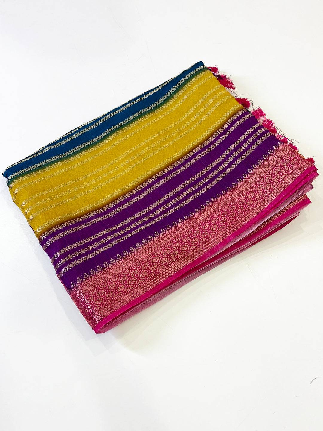 Regal Soft Silk Kalamkari Zari Stripe Saree