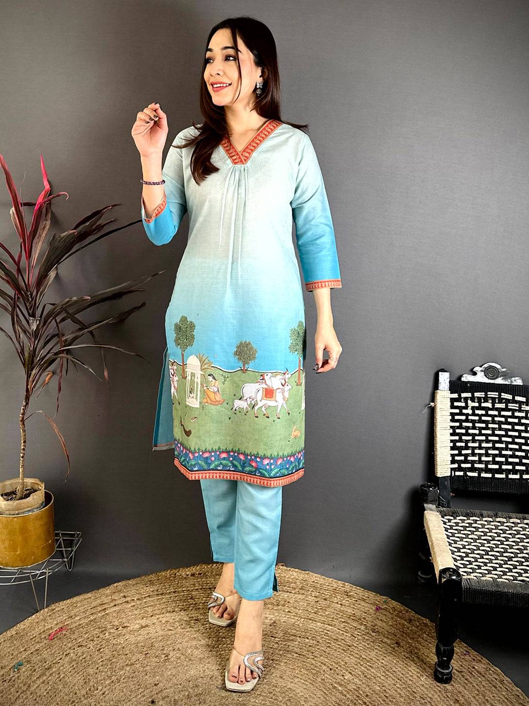 Heritage Pichwai Straight Kurti