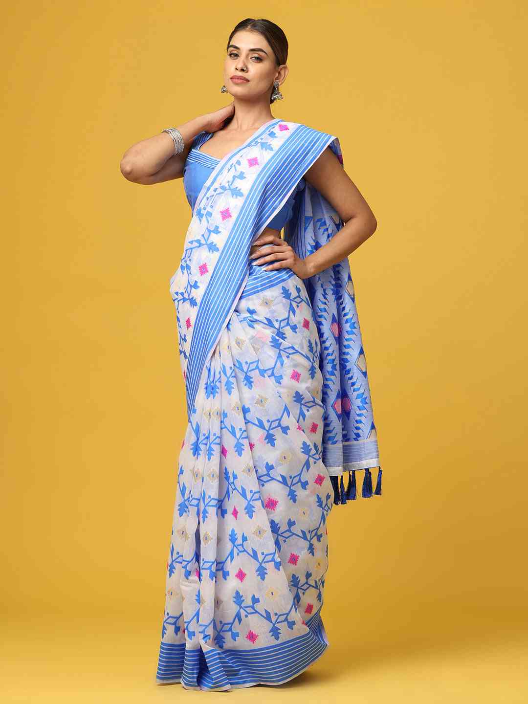  Dhakai Jamdani Cotton Silk Saree