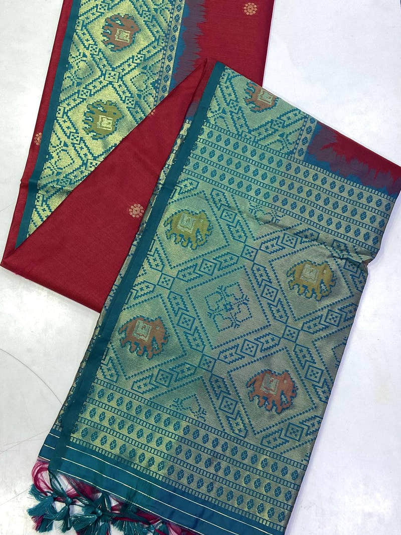 Radiance Red Silk Zari Weaving Saree