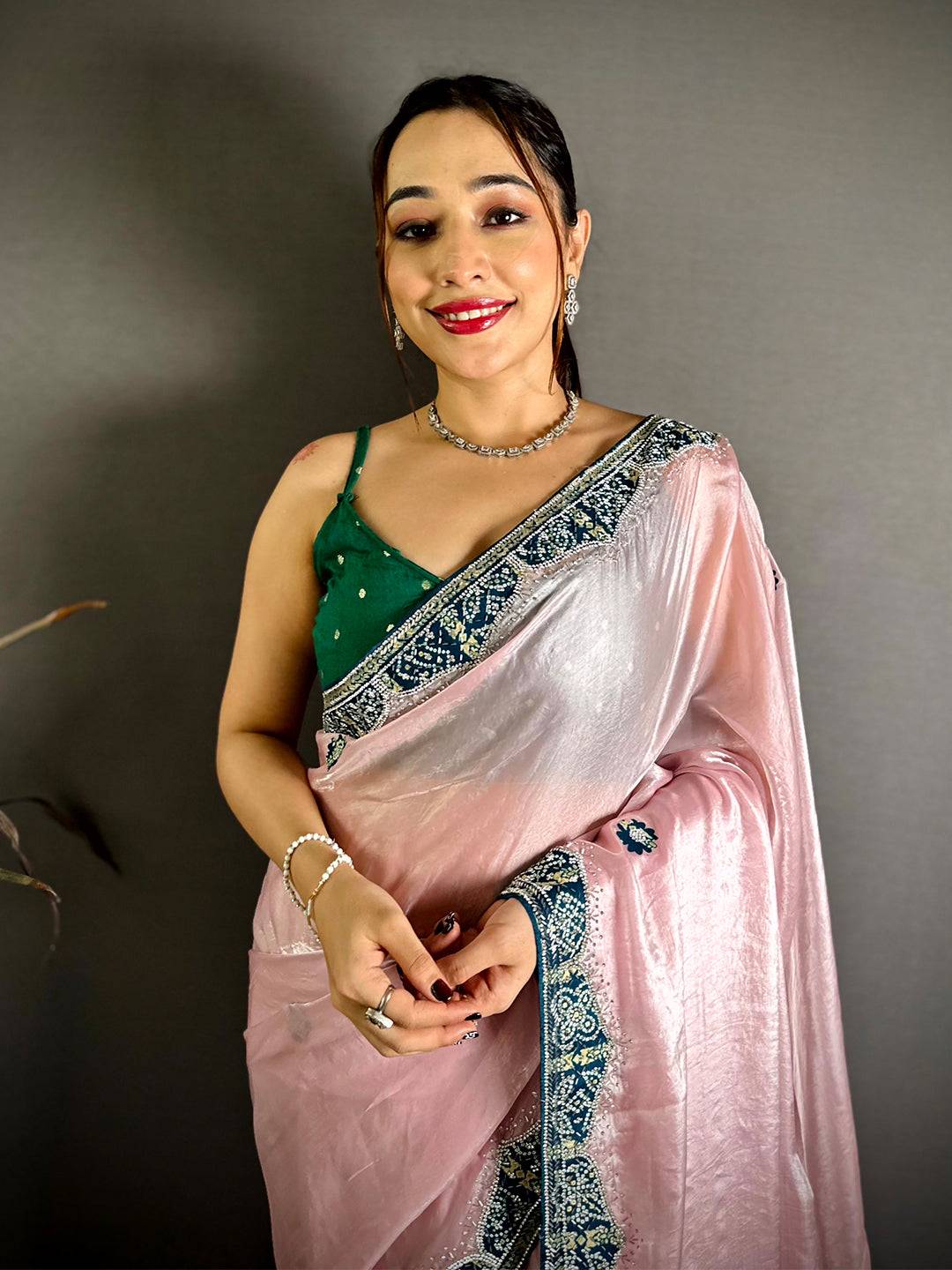 Royal Bandhej Border Chinnon Silk Saree