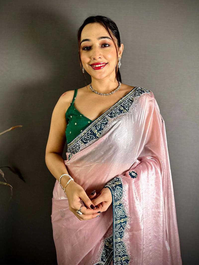 Royal Bandhej Border Chinnon Silk Saree