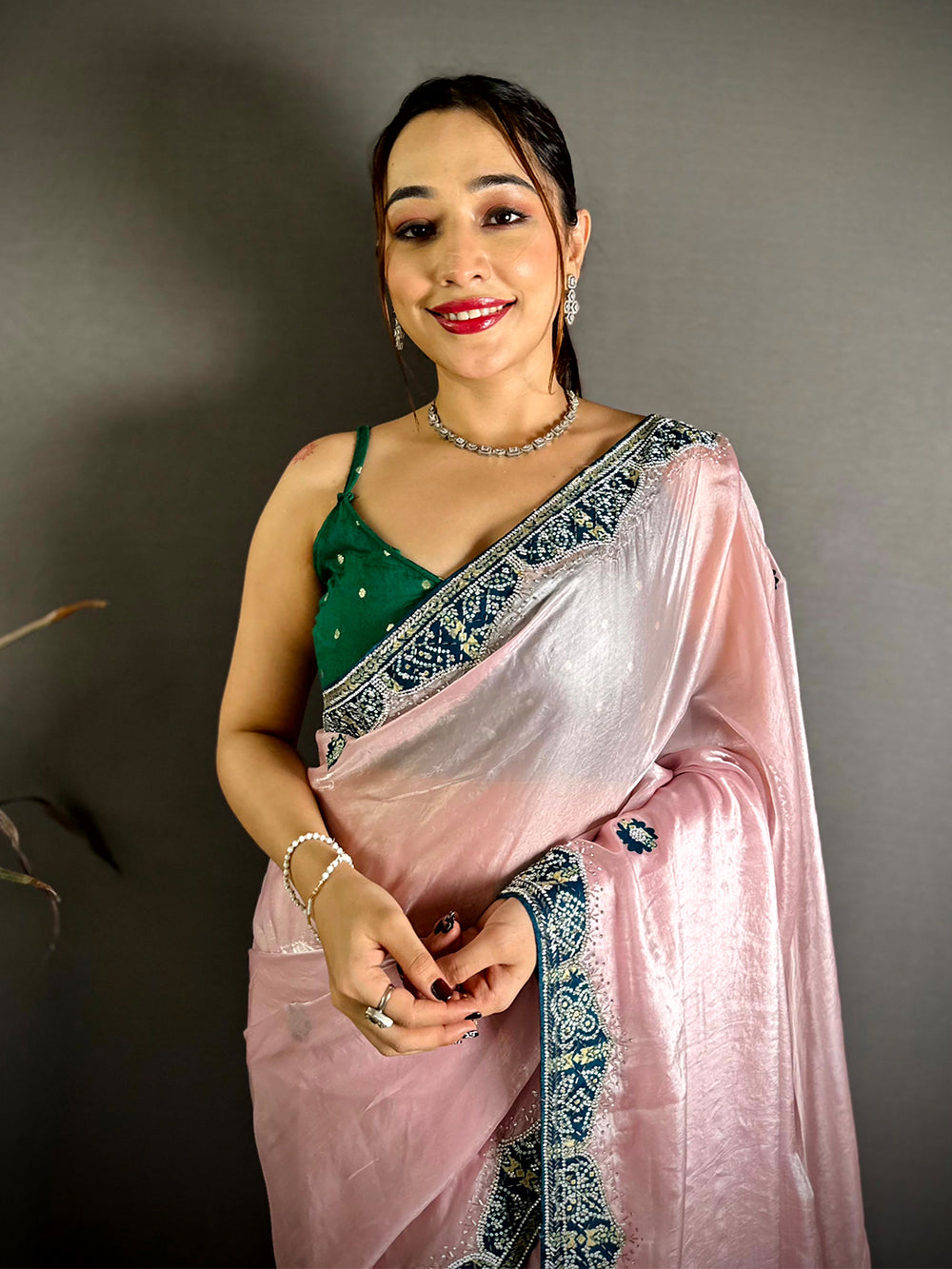 Royal Bandhej Border Chinnon Silk Saree