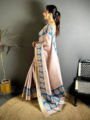 Elegant Tussar Slub Ghicha Ajrakh Saree