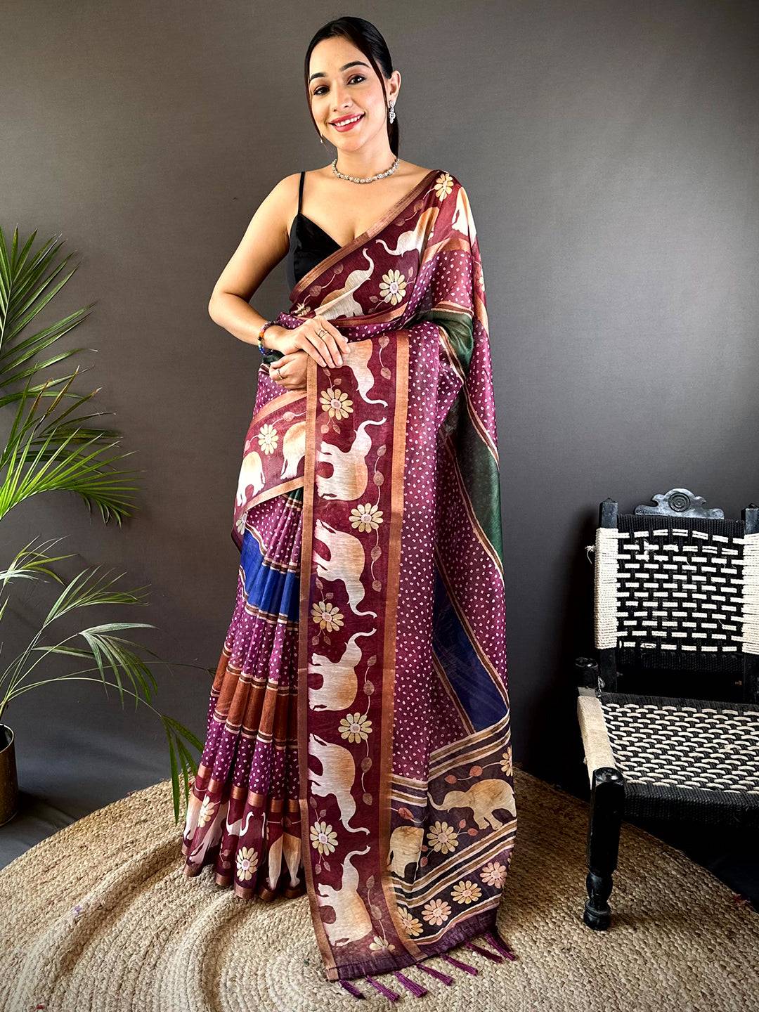 Artistic Soft Chanderi Cotton Bandhej Print Saree