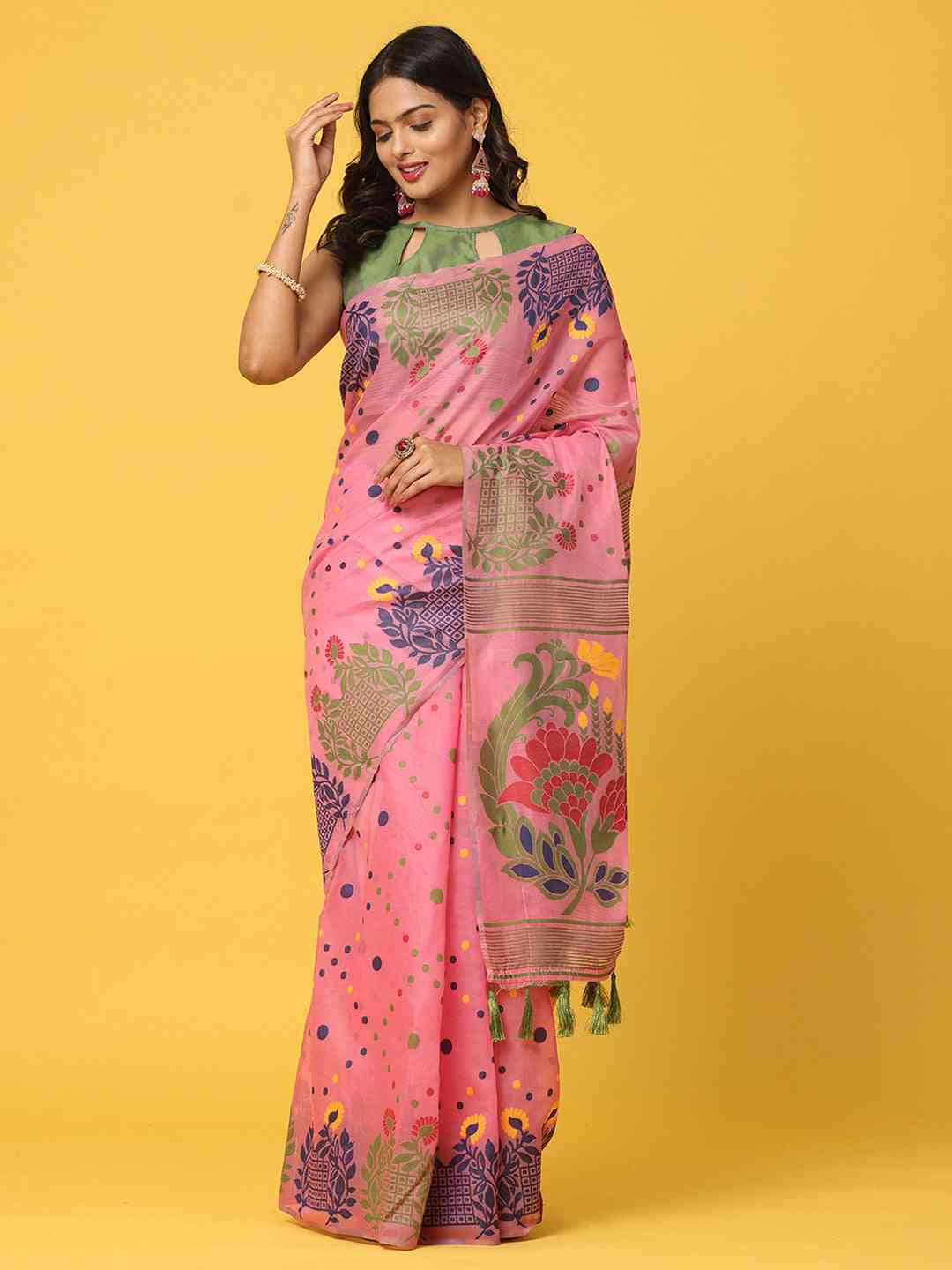 Dhakai Jamdani Light Weight Cotton Silk Saree