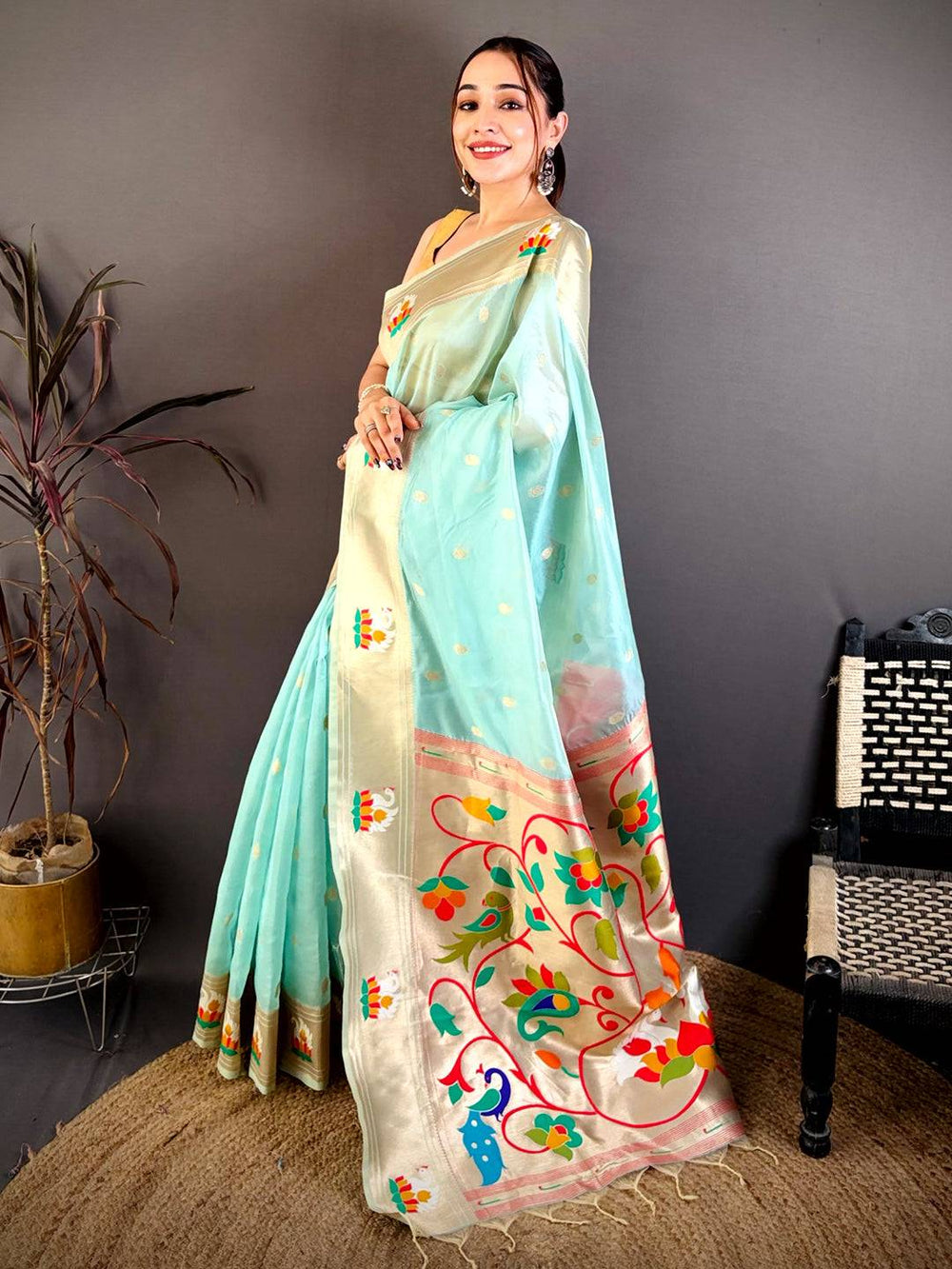 Elegant Royal Paithani Organza Tissue Saree