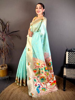 Elegant Royal Paithani Organza Tissue Saree