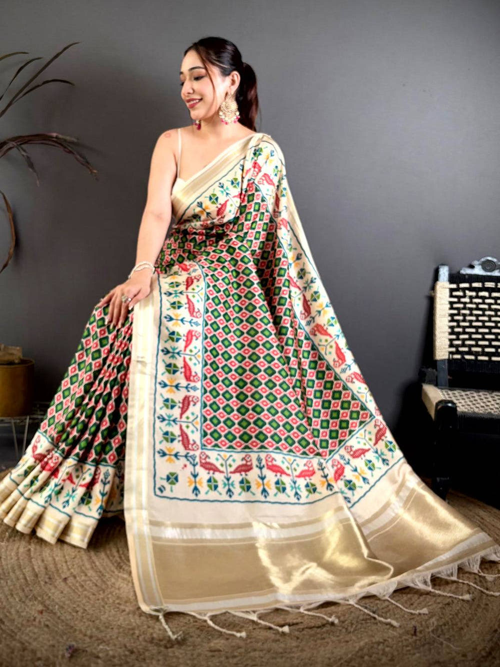 Heritage Ikkat Soft Kanchi Silk Saree
