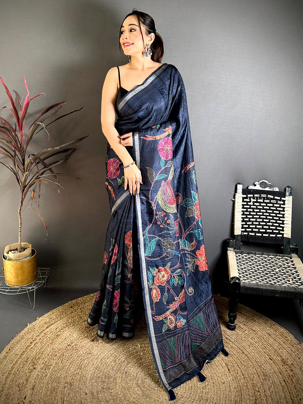 Stylish Tussar Ghicha Katha Art Saree