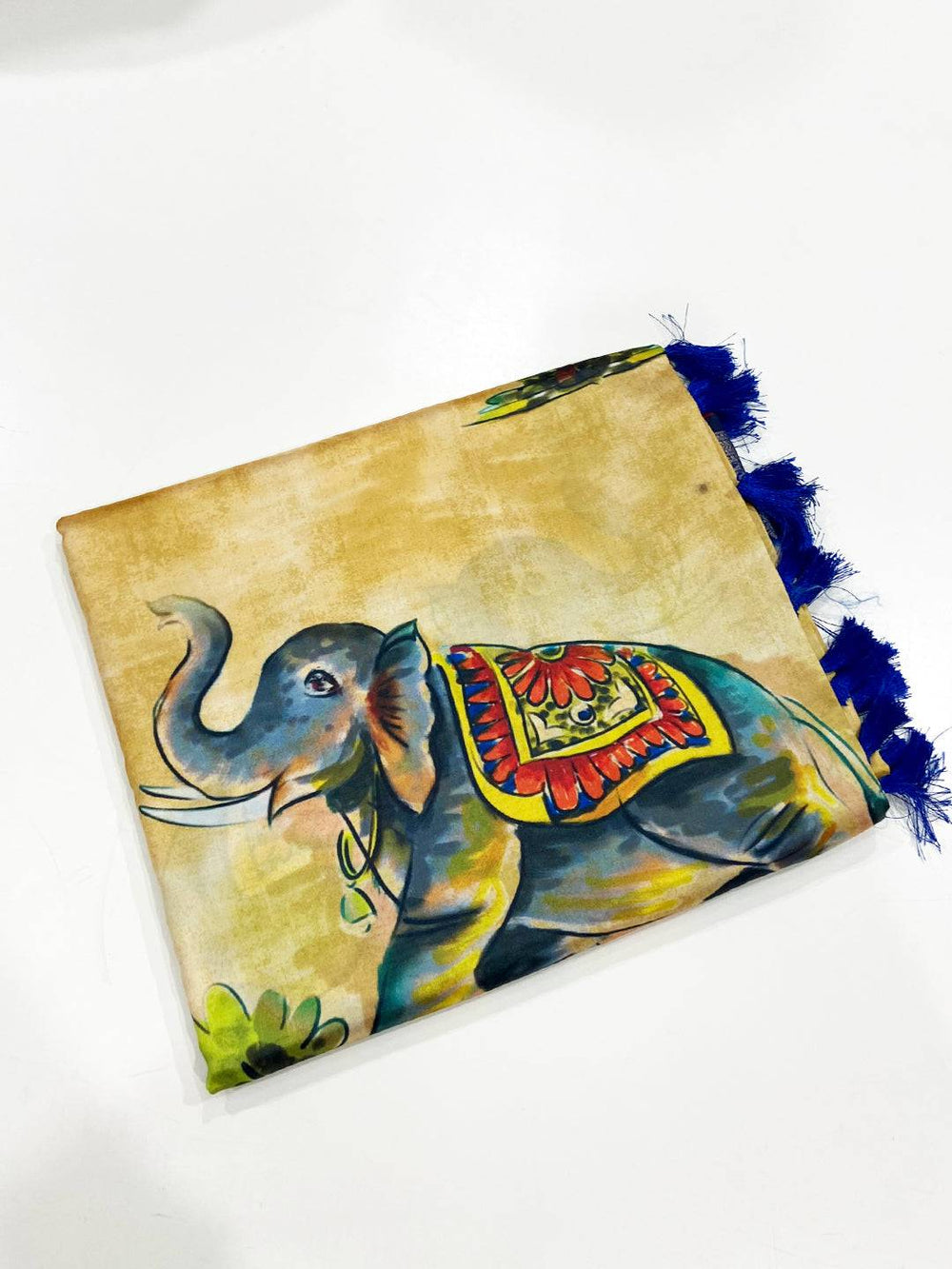 Golden Beige Banarasi Silk Kalamkari Saree