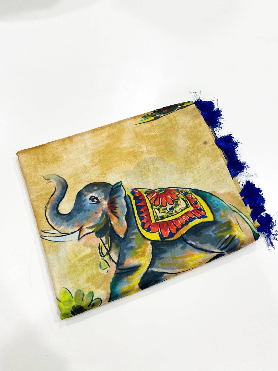 Golden Beige Banarasi Silk Kalamkari Saree