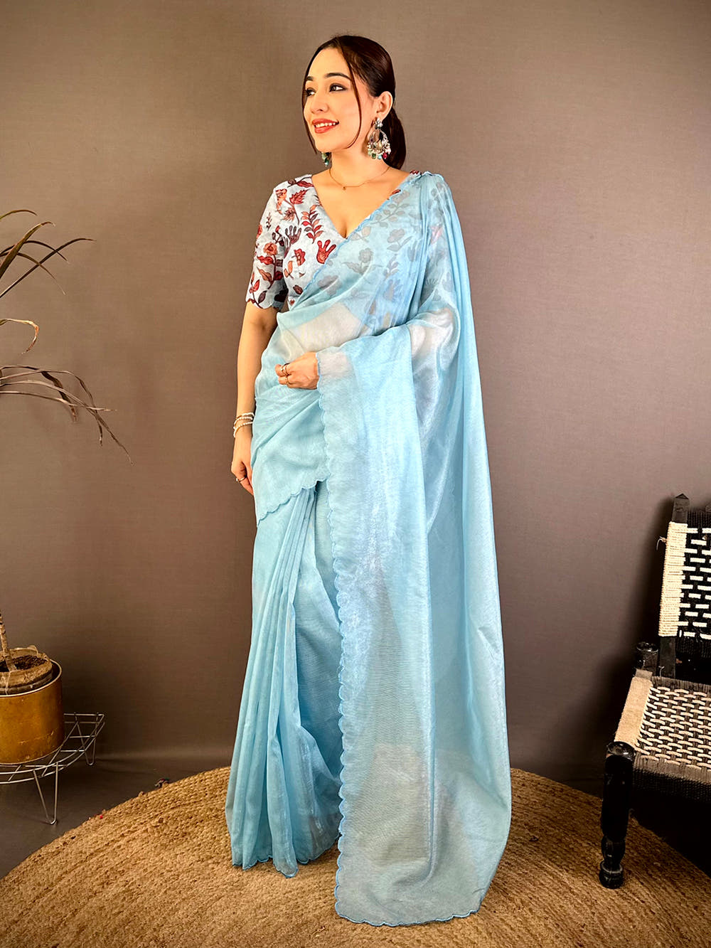 Inari Silk Resham Embroidery Cutwork Saree