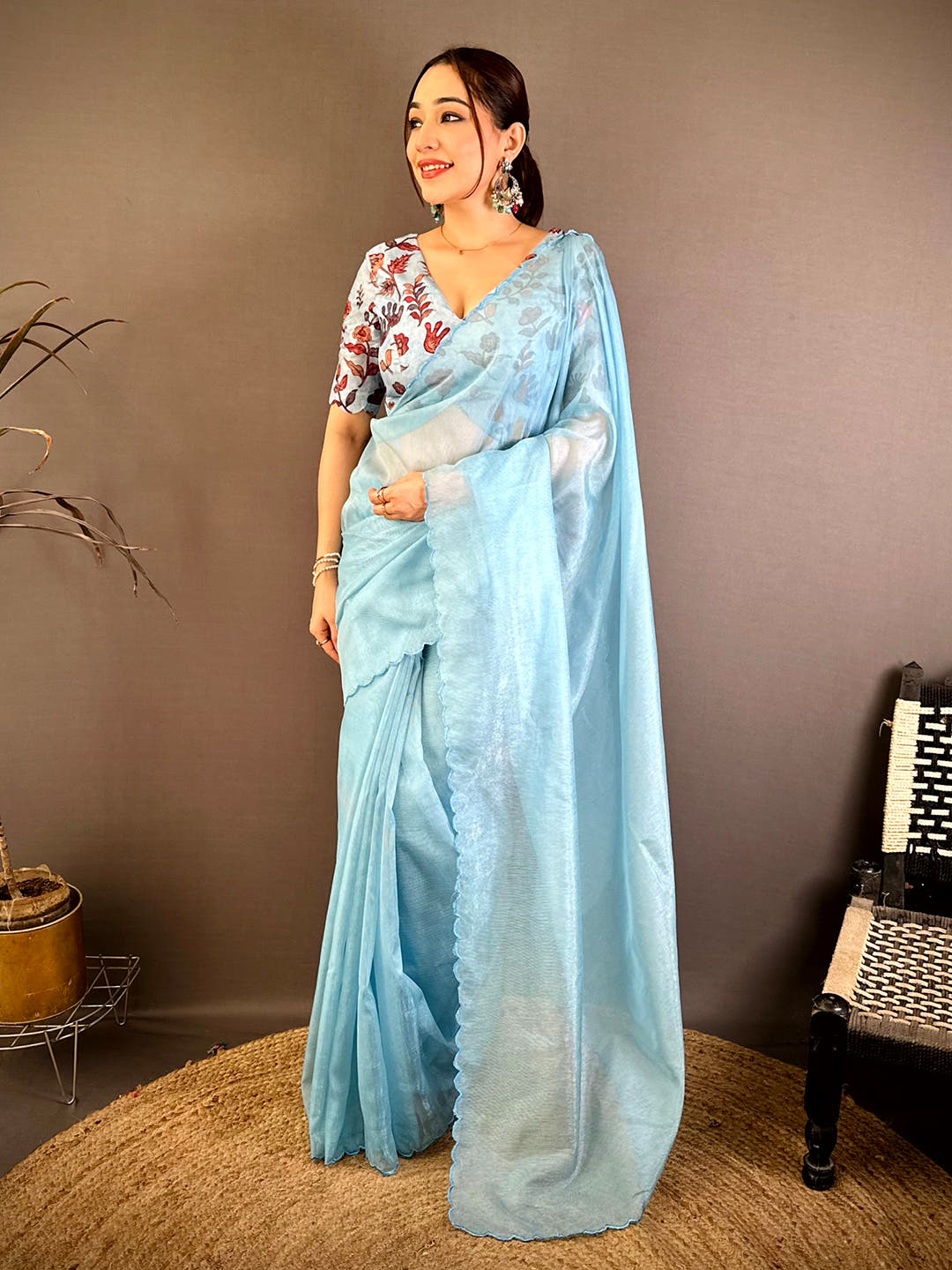 Inari Silk Resham Embroidery Cutwork Saree