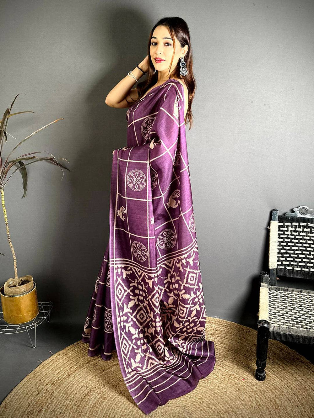 Classic Ikkat Motif Tussar Saree