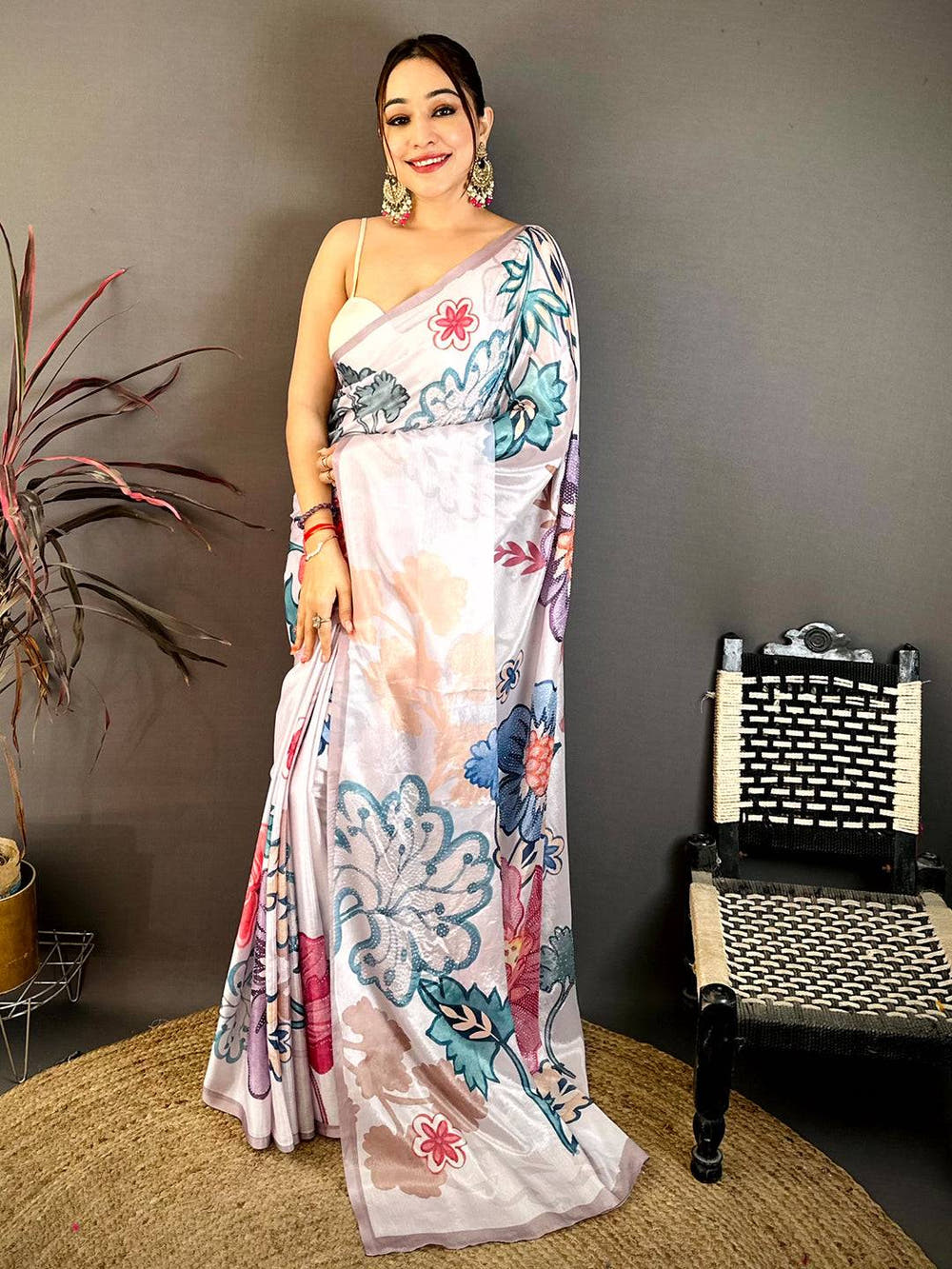 Regal Chinnon Chiffon Floral Print Saree