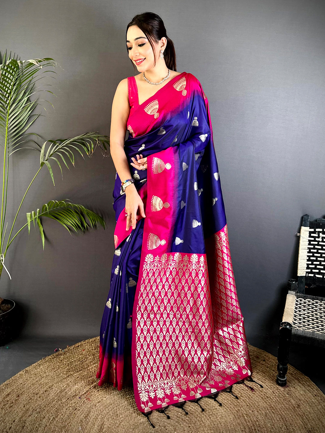 Purple Bali Dual Tone Soft Silk Saree