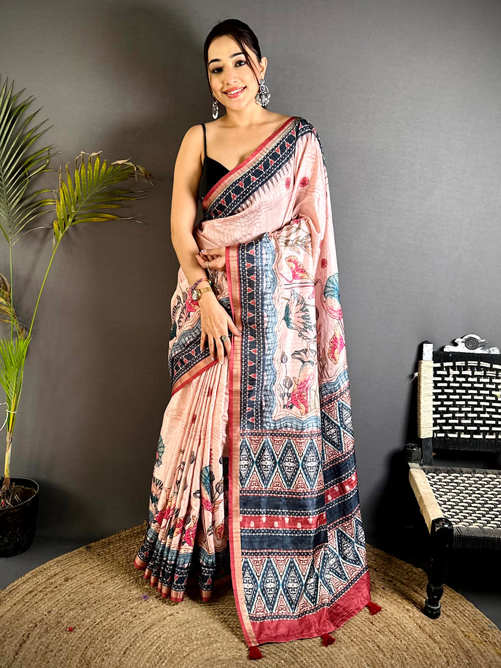 Artistic Slub Ghicha Ikkat Saree
