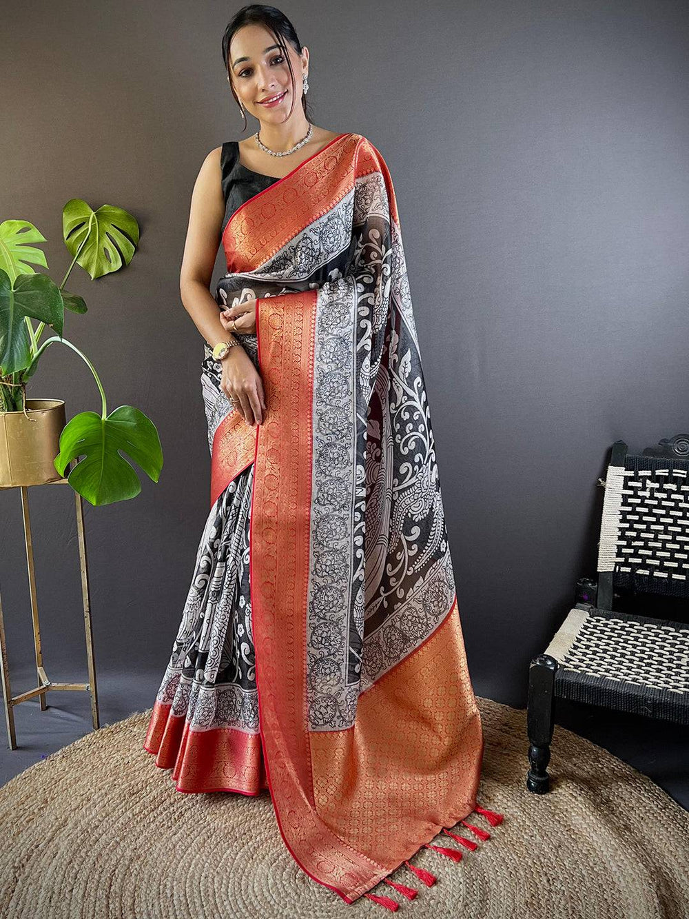 Pearl Kalamkari Kota Saree
