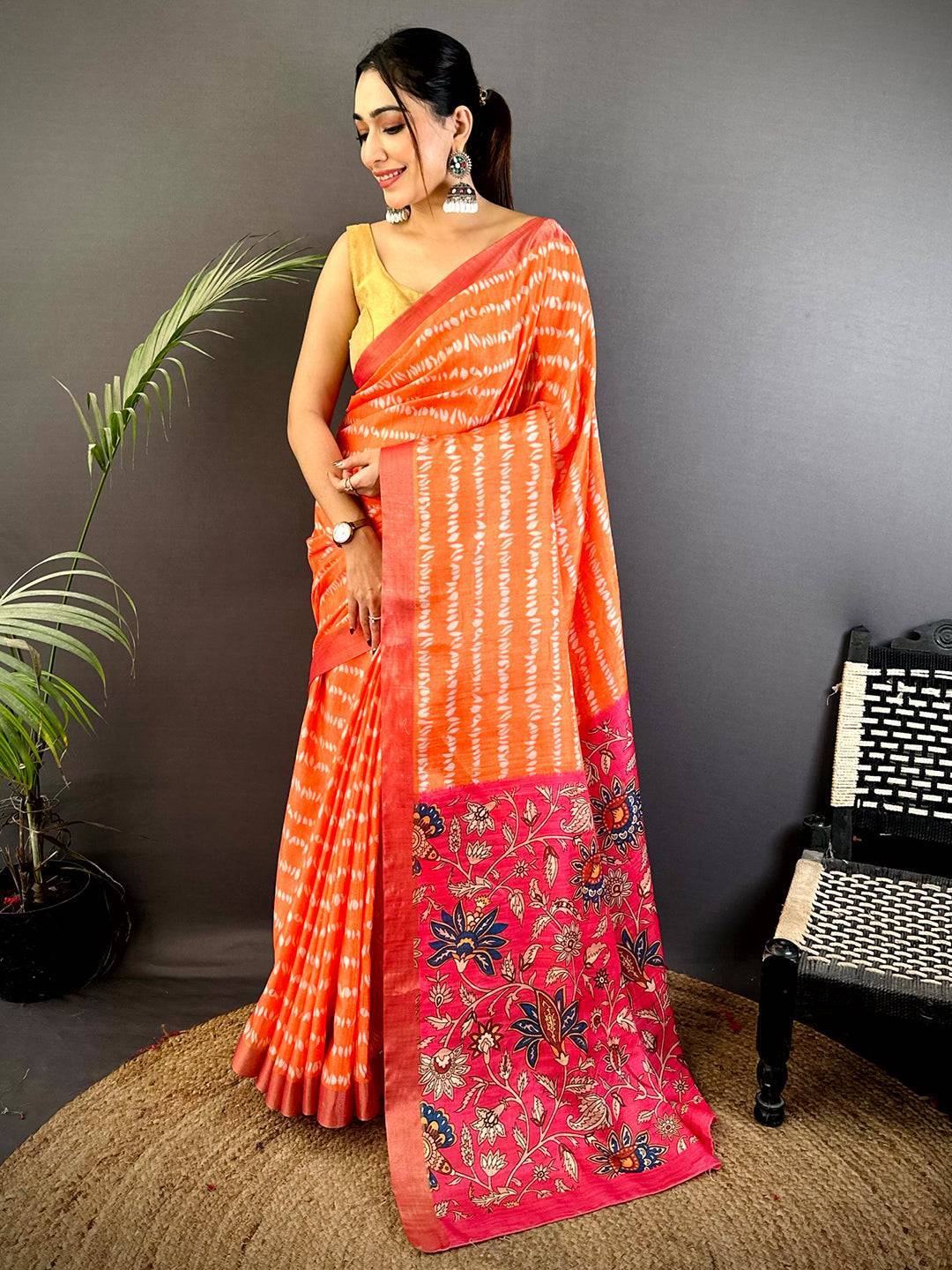 Soft Mul Chanderi Shibori Printed Saree

