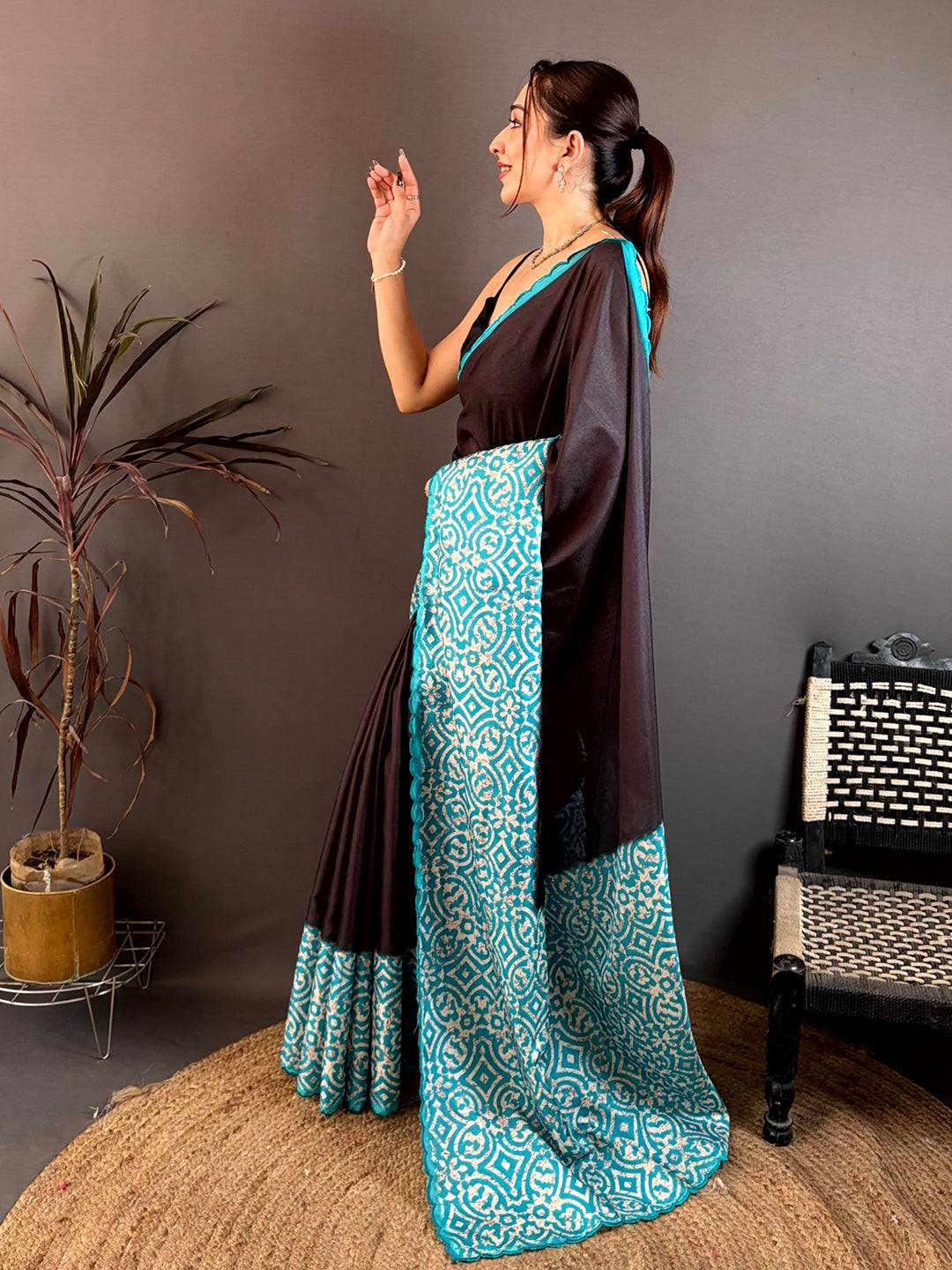 Heritage Bagdu Border Soft Tussar Saree

